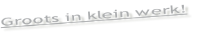 Groots in klein werk!
